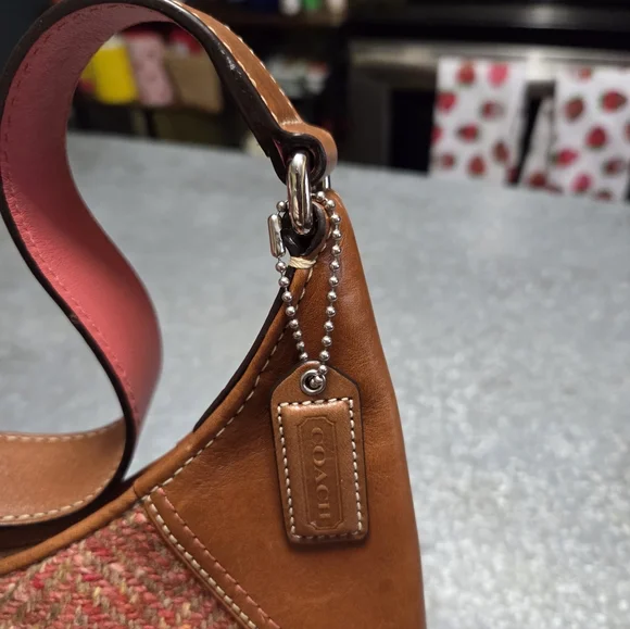 Coach Vintage F11214 Soho Hampton Orange Tweed Flap Hobo Bag - Picture 4 of 8